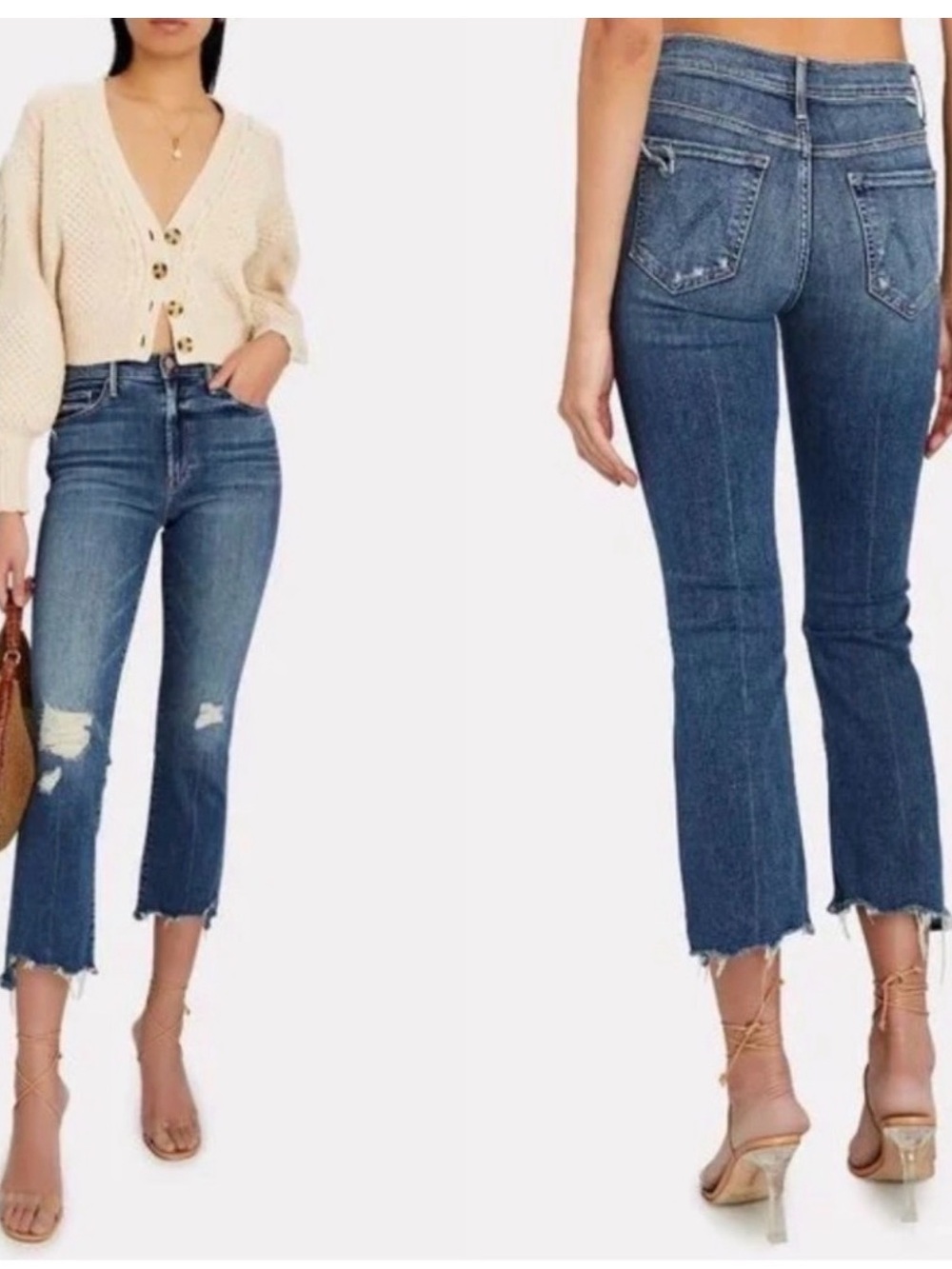 Mother insider crop step chew dancing on coals Jeans